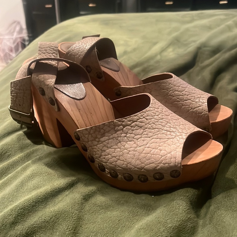 Free people wooden heels size 38 or 8